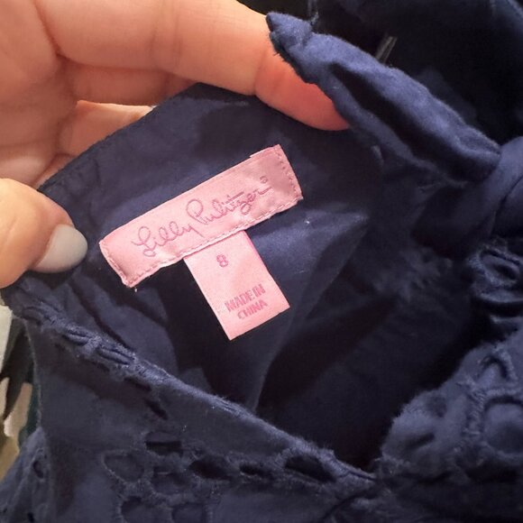 Lilly Pulitzer McCallum Navy Eyelet Tie Back Dress - Picture 9 of 9